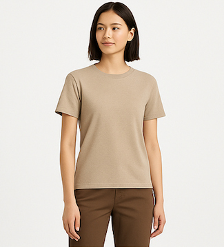 Beige Crew Neck Essential Tee